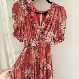 Floral Maxi Dress in Coral and Cream